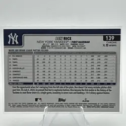 Topps Chrome 2025 Ben Rice RC Rookie Card New York Yankees #139 - Image 2