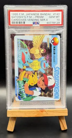 ASH'S POKEMON PRISM 140 BANDAI CARDDASS VENDING 4 POKEMON JAPANESE PSA 10 - Image 1