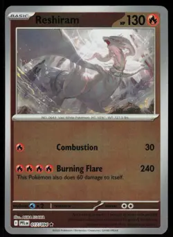 Reshiram 017/094 Rare Phantasmal Flames Pokemon Reverse Holo Near Mint - Image 1