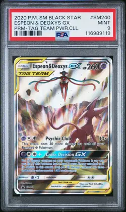 Espeon & Deoxys Gx SM240/107 Tag Team Powers Collection Pokemon PSA 9 - Image 1