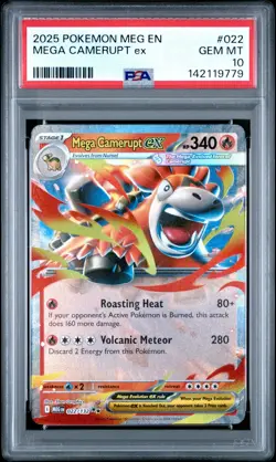 2025 POKEMON MEG EN-MEGA EVOLUTION 022 MEGA CAMERUPT EX PSA 10 - Image 1