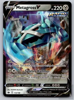 Metagross V 112/198 Holo V Rare Chilling Reign Pokemon Near Mint - Image 1