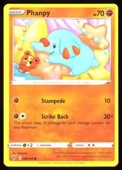PHANPY 086/185 VIVID VOLTAGE POKEMON CARD NEAR MINT - Image 1