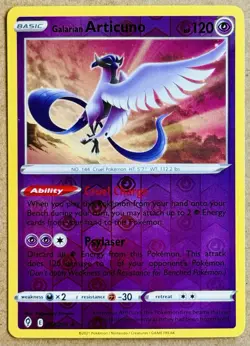 2021 POKEMON EVOLVING SKIES GALARIAN ARTICUNO REVERSE HOLO RARE 063/203 EX+ - Image 1