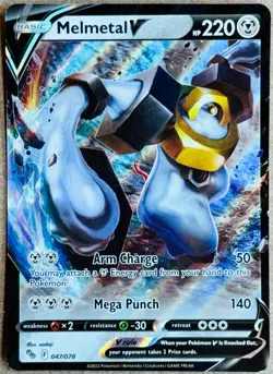 2022 POKEMON GO TCG MELMETAL V ULTRA RARE HOLO 047/078 NM+ - Image 1