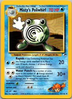 Misty's Poliwhirl 53/132 Uncommon Gym Heroes Pokemon Unlimited Near Mint - Image 1