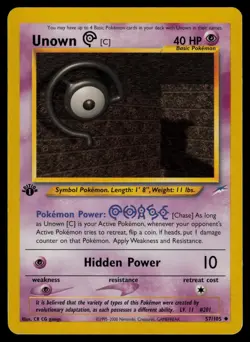 Unown [C] 57/105 Uncommon Neo Destiny Pokemon 1st Edition Lightly Played - Image 1