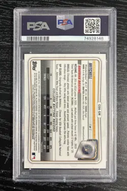 2020 Bowman Draft Garrett Mitchell 1st Purple Refractor Auto #/250 PSA 10 - Image 2