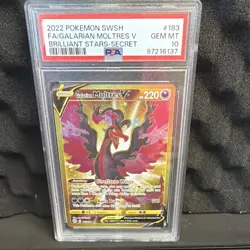 Pokemon TCG Galarian Moltres V 183/172 Brilliant Stars Holo EN PSA 10 - Image 1