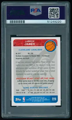 2003-04 Bazooka Lebron James #223 Mini Rookie Card RC PSA 9 Mint - Image 2