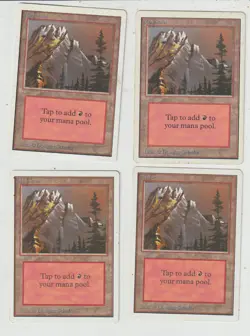 Lot x4 cartes MOUNTAIN BASIC LAND UNLIMITED MAGIC MTG ENGLISH 1993 EX - Image 1