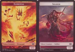 MTG Double Masters 2022 - Elemental 1/1 & Soldier 1/1 [Token] (Foil) - Image 1
