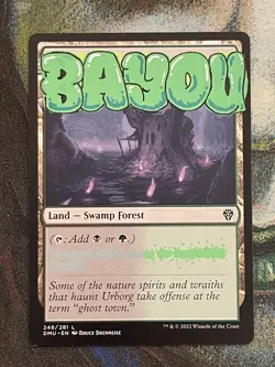 Bayou Hand-Painted Alter - MTG Graffiti Black Green Dual Land Art - Image 1