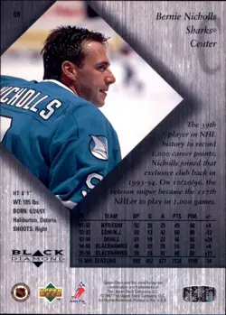 1996-97 Upper Deck Black Diamond #59 Bernie Nicholls SAN JOSE SHARKS - Image 2