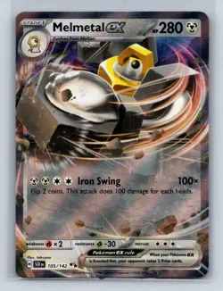 MELMETAL EX 105/142 DOUBLE RARE STELLAR CROWN POKEMON NM - Image 1