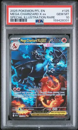 2025 POKEMON PFL EN-PHANTASMAL FLAMES #125 MEGA CHARIZARD X EX PSA 10 - Image 1