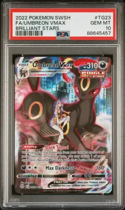 2022 Pokemon Umbreon VMAX Brilliant Stars FA Trainer Gallery TG23/TG30 PSA 10 - Image 1