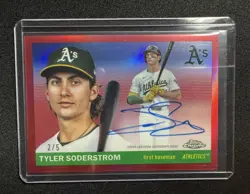 2025 Topps Chrome Platinum Tyler Soderstrom red refractor Auto 2/5 CPA-TSO - Image 1