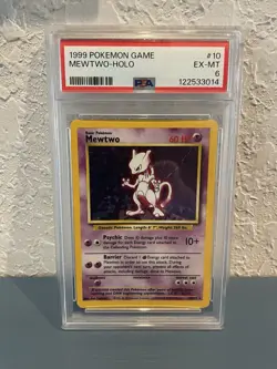 Mewtwo Base Set 10/102 Holo Unlimited 1999 English PSA 6 Graded Card - Image 1