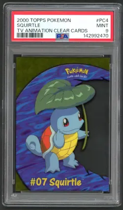 Pokemon Cards - PSA 9 Squirtle 07 PC4 - Topps TV Clear Cards - MINT - PSA9 - Image 1