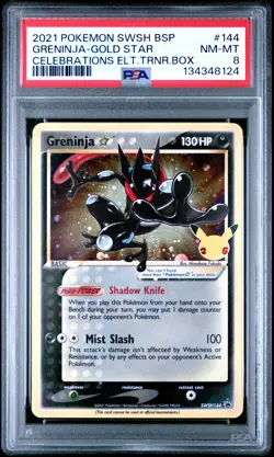 2021 POKEMON SWSH BLACK STAR PROMO #144 GRENINJA-GOLD STAR PSA 8 - Image 1