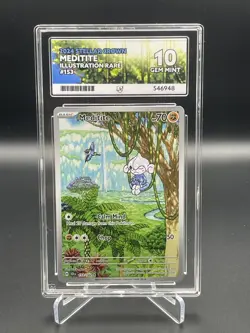 ACE GRADED 10 GEM MINT Pokemon Meditite Stellar Crown 153/142 - Image 1