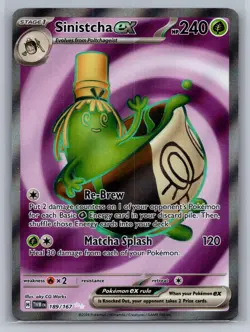 SINISTCHA EX 189/167 ULTRA RARE TWILIGHT MASQUERADE POKEMON HOLO NEAR MINT - Image 1