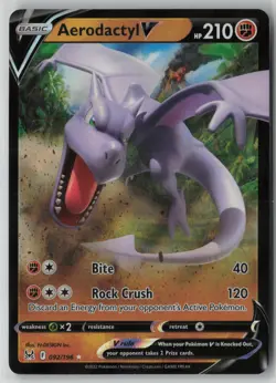 Aerodactyl V 092/196 Pokemon TCG Lost Origin Holo Rare Card (Near Mint) NM 1 - Image 1