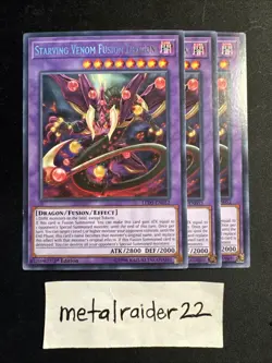 Yugioh 3x Starving Venom Fusion Dragon LED5-EN052 Rare 1st Edition Near Mint - Image 1