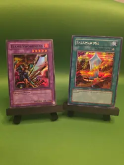 Yugioh Flame Swordsman LOB-003 + Salamandra DDS-006 Unlimited Edition LP - Image 1