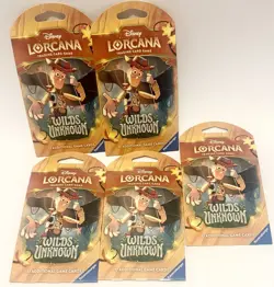 LOT OF 5 Disney Lorcana Wilds Unknown Sleeved Booster Pack SEALED NEW - Image 1
