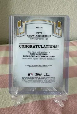 2024 Topps Tier One Breakout Autographs Pete Crow-Armstrong Cubs Auto RC /199 - Image 2