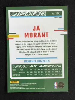Ja Morant 2023-24 Panini Donruss Optic Silver Prizm #190 - Image 2