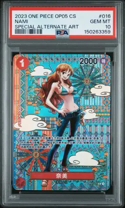 One Piece Nami Alt Art SP OP01-016 PSA 10 Gem Mint Chinese from Op-05 (POP 11) - Image 1