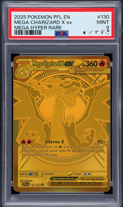 2025 POKEMON PFL EN-PHANTASMAL FLAMES MEGA HYPER RARE MEGA CHARIZARD X EX PSA 9- - Image 1