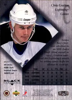 1996-97 Upper Deck Black Diamond #77 Chris Gratton TAMPA BAY LIGHTNING Messier - Image 2