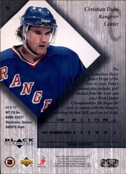 1996-97 Upper Deck Black Diamond #79 Christian Dube NEW YORK RANGERS - Image 2