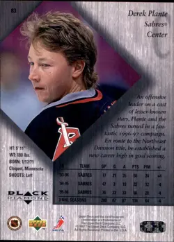 1996-97 Upper Deck Black Diamond #83 Derek Plante BUFFALO SABRES - Image 2