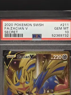 Pokemon Card Zacian V 211/202 Secret Rare Sword Shield Graded PSA 10 Gem Mint - Image 2