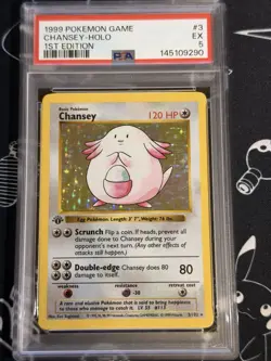 Chansey Holo 1st Edition Shadowless Pokemon 1999 Base Set 3/102 WOTC PSA 5 Card - Image 1
