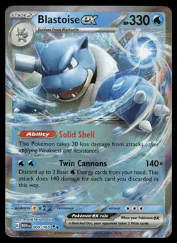 Pokemon Cards Blastoise ex 009/165 151 Double Rare LP - Image 1