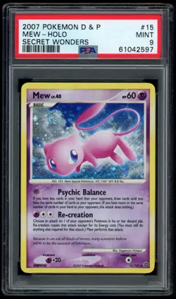 Mew 15/132 - Secret Wonders - SWIRL - PSA 9 - Pokemon Card - Image 1