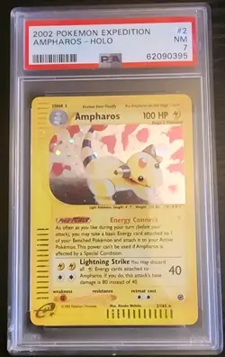 2002 Pokemon Expedition Ampharos Holo Rare 2/165 PSA 7 - Image 1