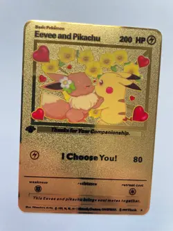 Pikachu Eevee VMAX Gold Metall Karte Pokemon Sammlerstuck Geburtstag Jubilaum - Image 1