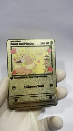 Pikachu Eevee VMAX Gold Metall Karte Pokemon Sammlerstuck Geburtstag Jubilaum - Image 2