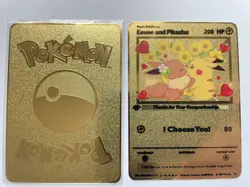 Pikachu Eevee VMAX Gold Metall Karte Pokemon Sammlerstuck Geburtstag Jubilaum - Image 3