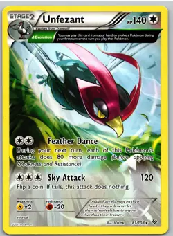 Unfezant 81/108 Rare Roaring Skies Pokemon - Image 1