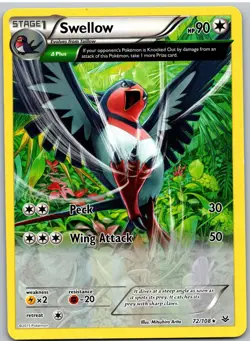 Swellow (XY Roaring Skies) 72/108 Rare Deck Exclusives Pokemon - Image 1