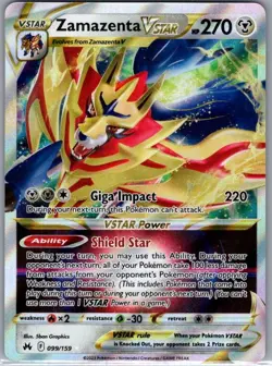 Zamazenta VSTAR 099/159 SWSH: Crown Zenith - Pokemon Card - NM - Image 1