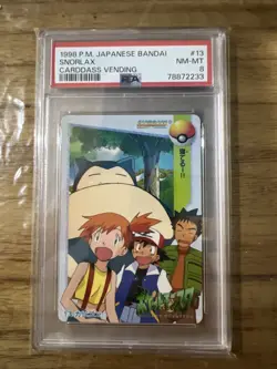 Pokemon Carddass Card Snorlax 13 Bandai Pocket Monsters 1998 PSA 8 - Image 1